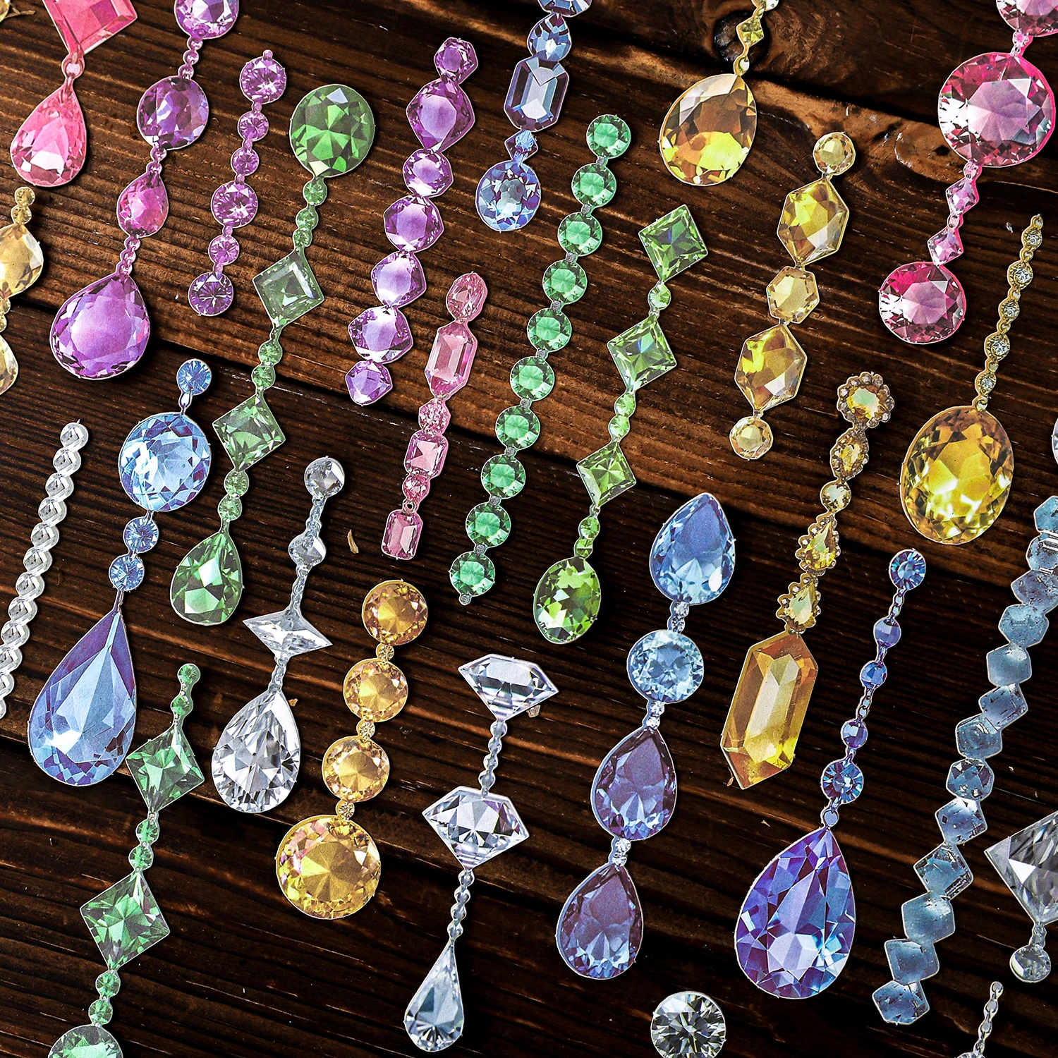 

15 Pcs Floral Crystal Lamp Stickers Kit Transparent PET Scrapbooking Materials for DIY Junk Journal Aesthetic Stationery