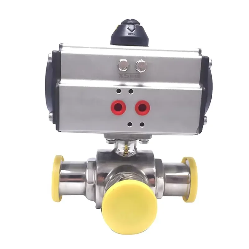 1.5inch SS304 air Stainless Steel Sanitary Tri Clamp Three-way Pneumatic Ball Valve