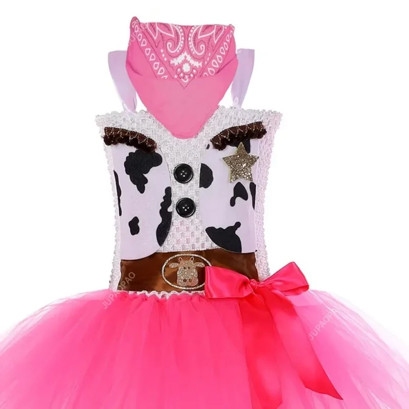 Girls  Costume for Kids  Tutu Dress with Cowboy Hat Scarf Cowgirl Carnival Halloween Outfit Children Birthday Clothes  Age 2Y-8Y