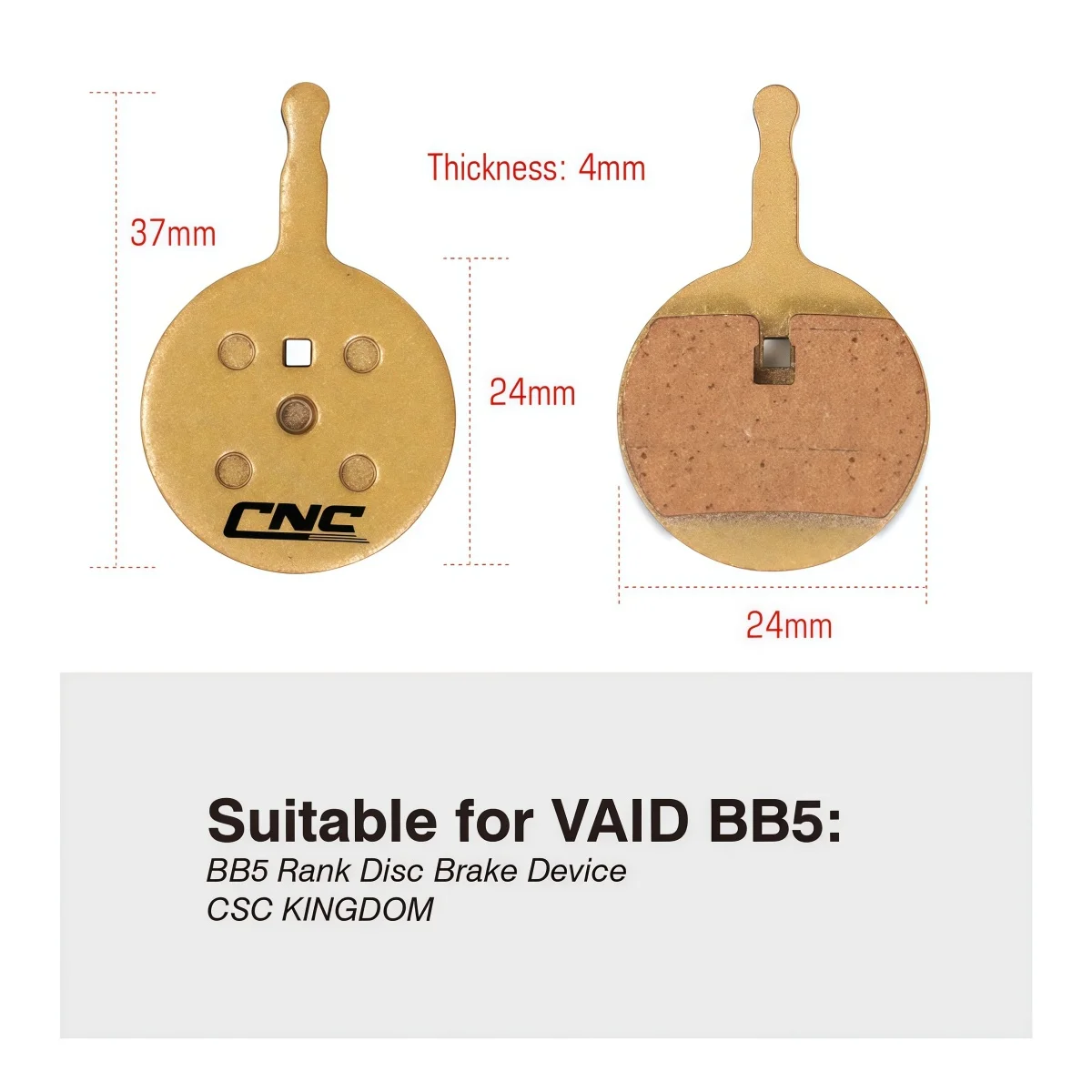 SUNTNUR Sintered / Ceramic / Resin Disc Brake Pads For AVID BB5 & PROMAX DC710/720/913 – 24x37x4mm 2 Pairs (4 Pads)