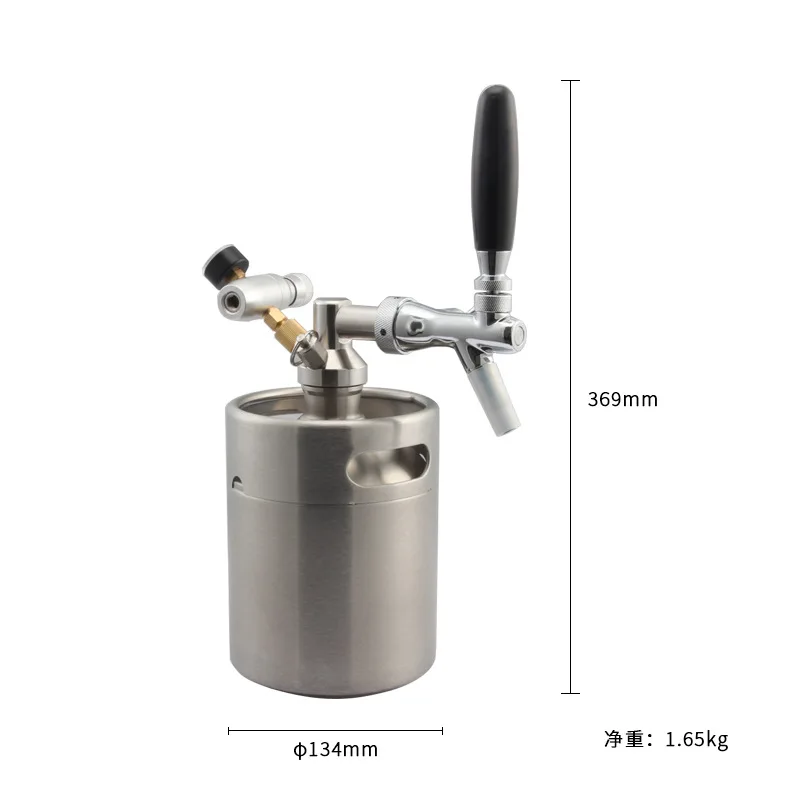 2L Party family gathering 304 stainless steel Beer Barrel Bar personalized beer tap can container CO2 Pressure of gas cylinder