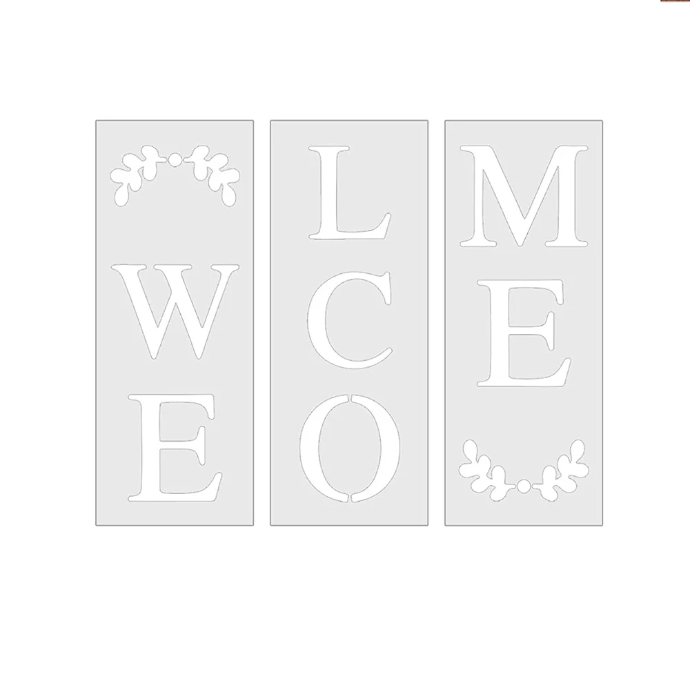 Welcome Sign Stencil, Large Letter Stencils for Painting on Wood Reusable Porch Sign and Front Door Vertical Decorating