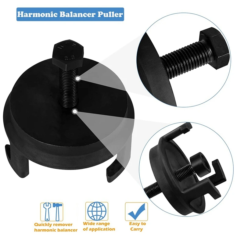 For GM LS Harmonic Balancer Puller 25264 Crank Pulley Puller Automotive Replacement Engine Quickly Removes Tool