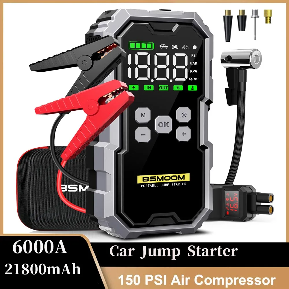 21800mAh Car Jump Starter Power Bank 12V Auto Starting Device 6000A Car Booster Battery Emergency Starter Battery for Car