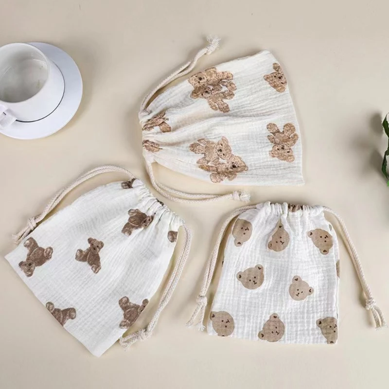 Sacs de rangement en coton naturel, pochette de rangement imprimée à cordon pour fleurs sèches de lavande pour la douche nuptiale et le mariage QX2D