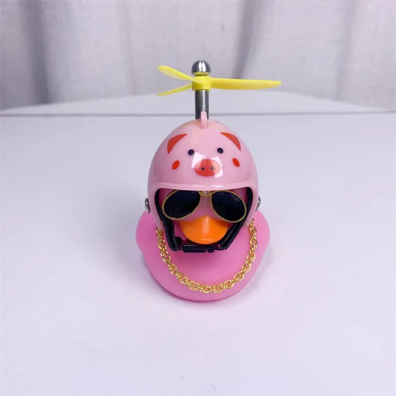 1Pc Cute Pink Bike Duck With Helmet Propeller Ornament Bicycle Handlebar Decor For E-Bike Electric Scooter Motorcycle view 5