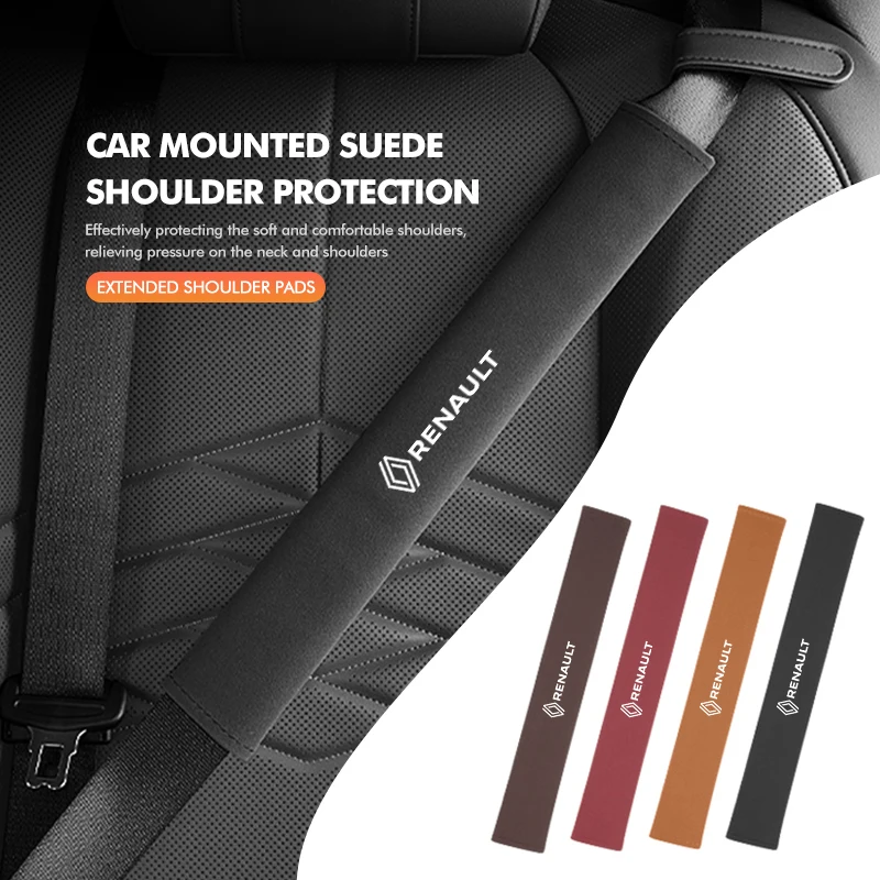 Car Seat Belt Shoulder Pad Extended Suede Protection Cover For Renaul Clio Captur Sparco Megane Sandero Grand Sill Guard