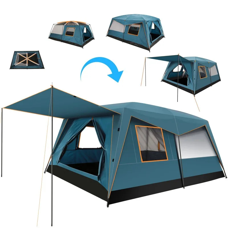 10 Person Waterproof Double-Layer Camping Tent Windproof Family Tent 14ftx10ft for Outdoor Adventure