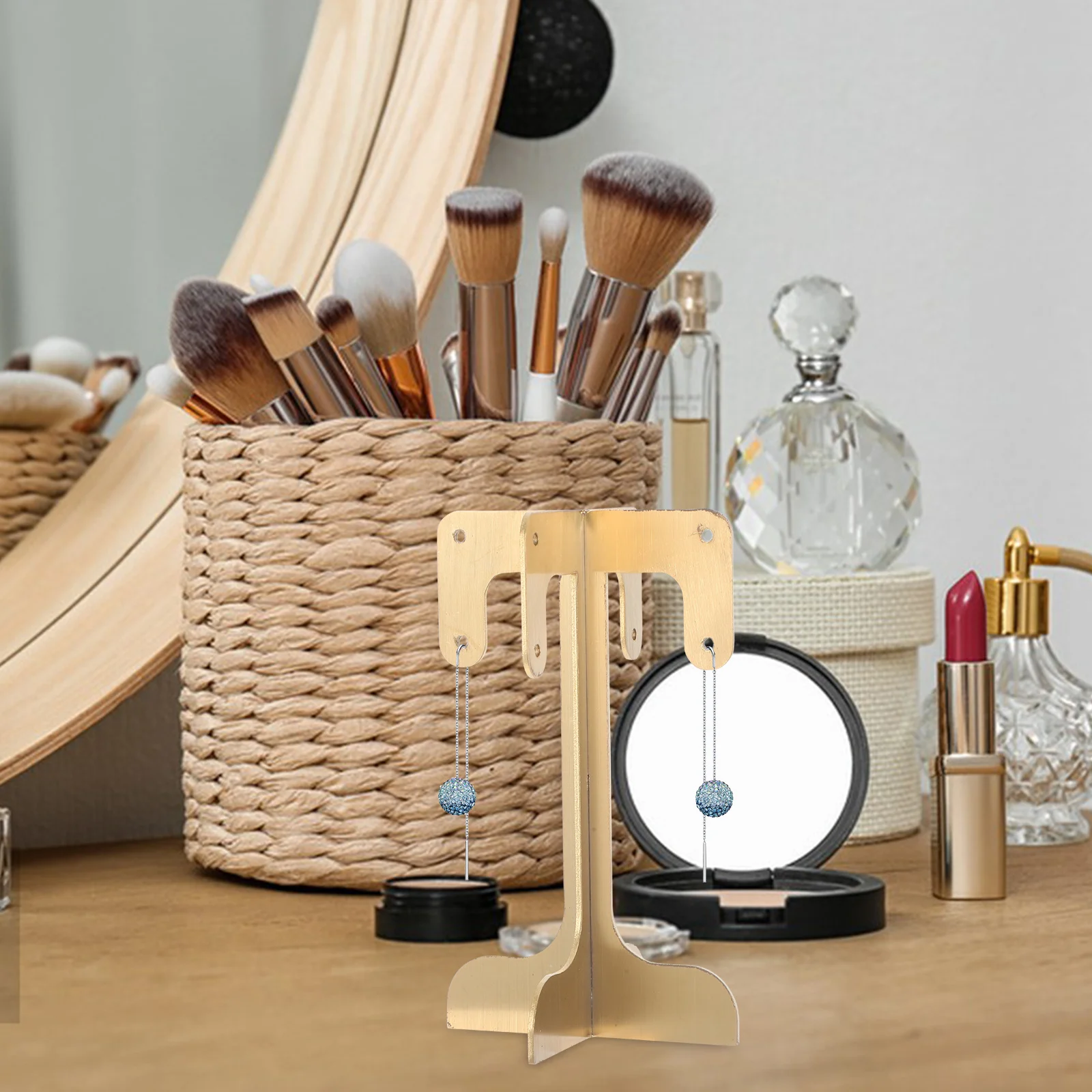 

Earring Display Stand Iron Jewelry Organizer Rack For Earrings Necklaces Storage Tabletop Holder For Bedroom Dressing Room