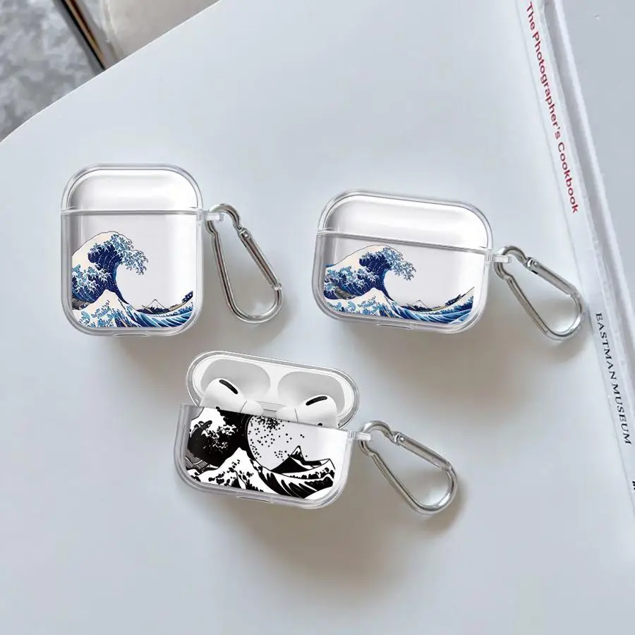 Fashion Japan The Great Wave Hülle für Airpods 1 4 Pro2 2 Pro3 Pro 3 Transparente Kopfhörerhülle