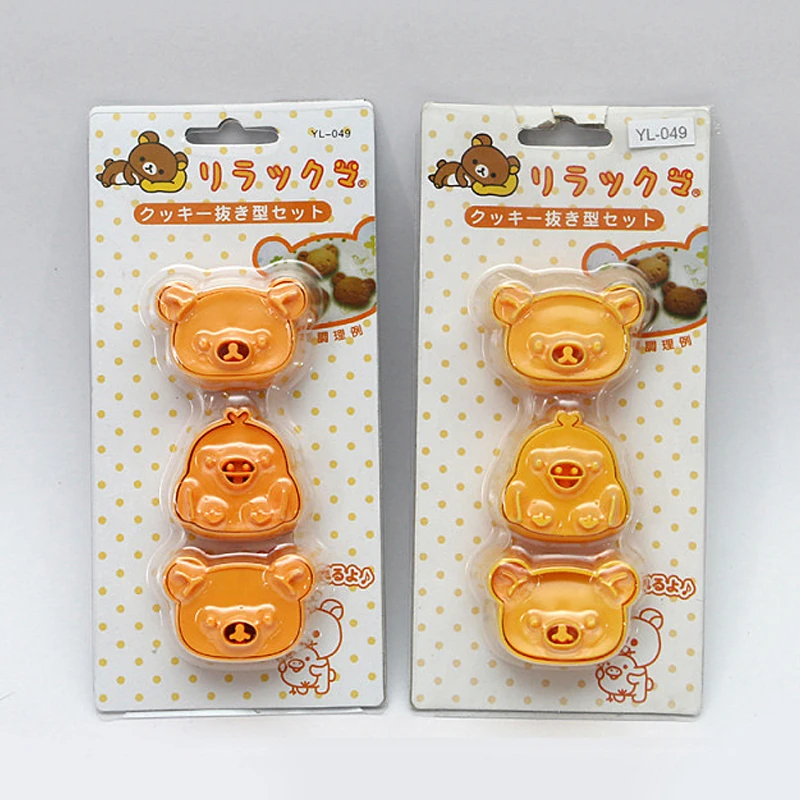 3 шт./компл. формы Rilakkuma, милый расслабляющий медведь, резак для печенья, фруктов, форма для украшения торта, аксессуары для выпечки, игрушки, подарок, Лидер продаж
