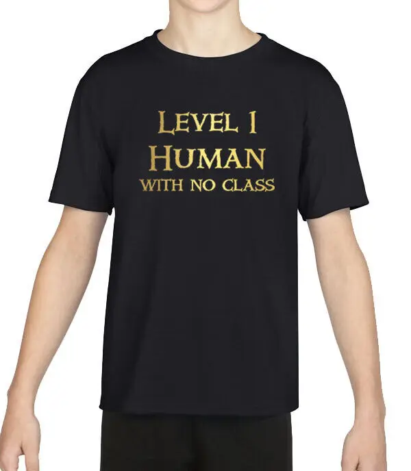 Level 1 Human with no class   - player - geek - gamer - mmo - funny  Tees Cotton Luxury brand vintage oversized