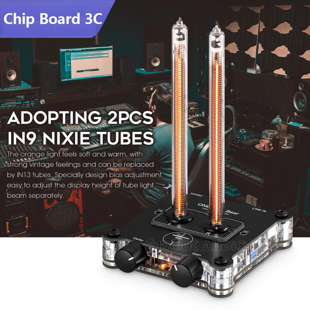 Nixie in9 Sound Level Meter Audio music Spectrum Voice-activated Desktop Rhyth Boy Gift Stereo VU9 level Pickup Light ornament