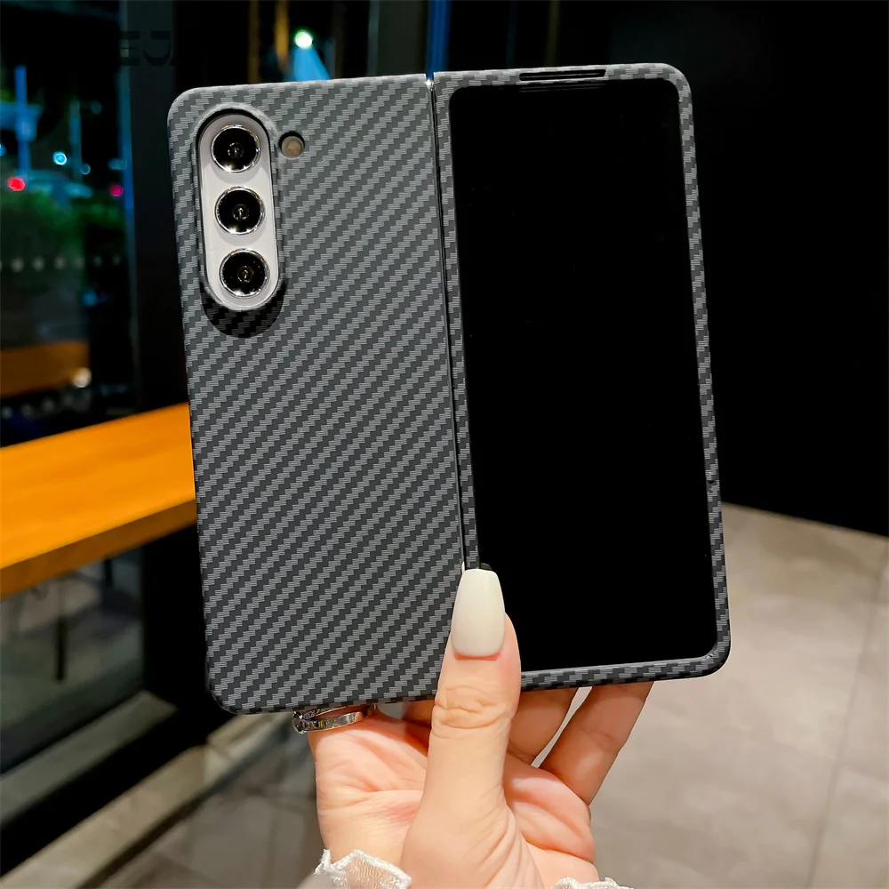 Carbon Fiber Texture Phone Case for Samsung Galaxy Z Fold 5 4 3 Fold3 Fold4 Fold5 Shockproof Cover Women Men Protector Cases