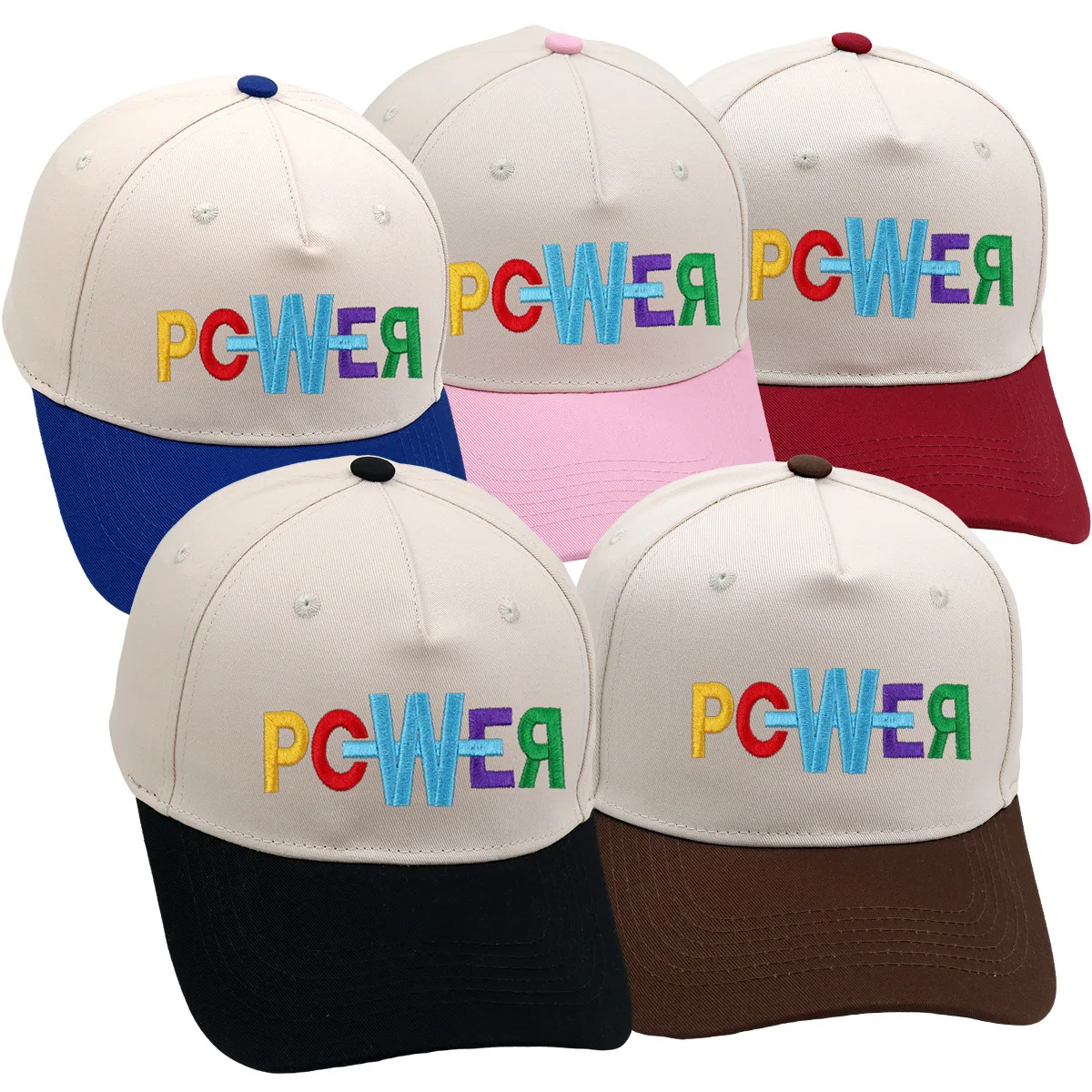 POWER Trucker Hat KPOP GD Baseball Cap populaire kleurletters Borduren Baseball Cap Retro Dubbele Kleur heren- en dameshoeden