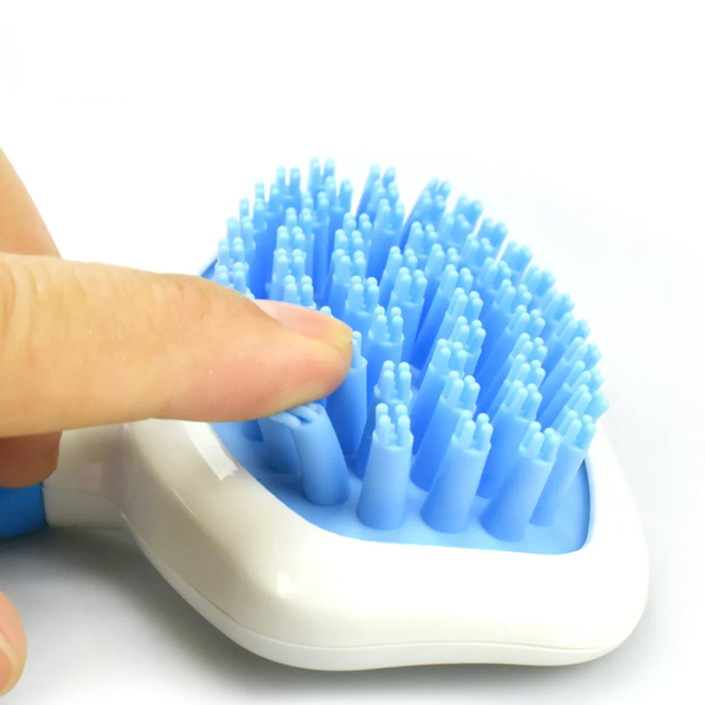

Blue Silicone Pet Brush Hair Removal Grooming Tool for Furniture Clothes Self Cleaning Design Soft Handle Rubber Brush