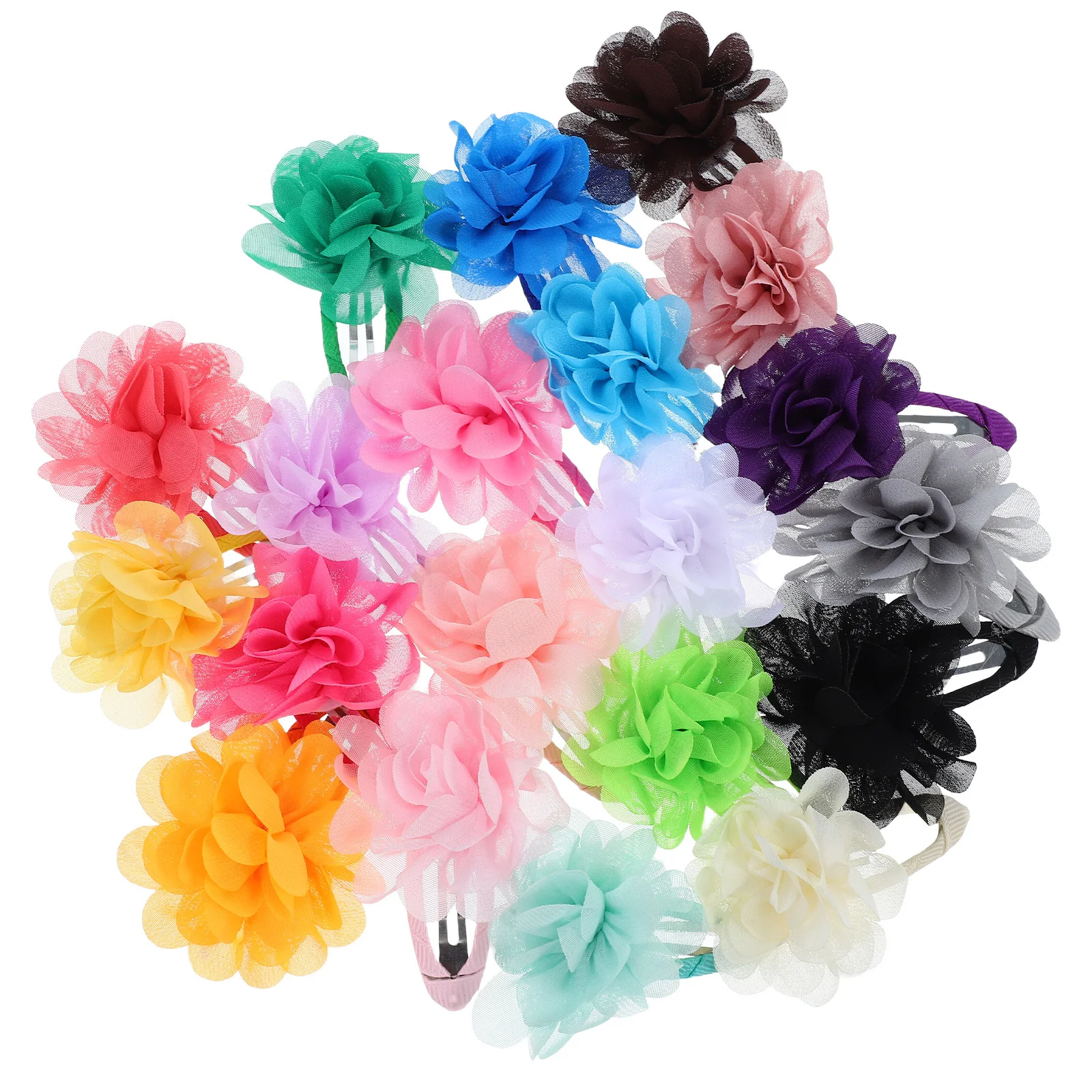 

20Pcs Flower Hairpins Chiffon Girls Hair Clip for Kids Baby Girl Lightweight Comfortable Daily Wear Party Wedding Accessory
