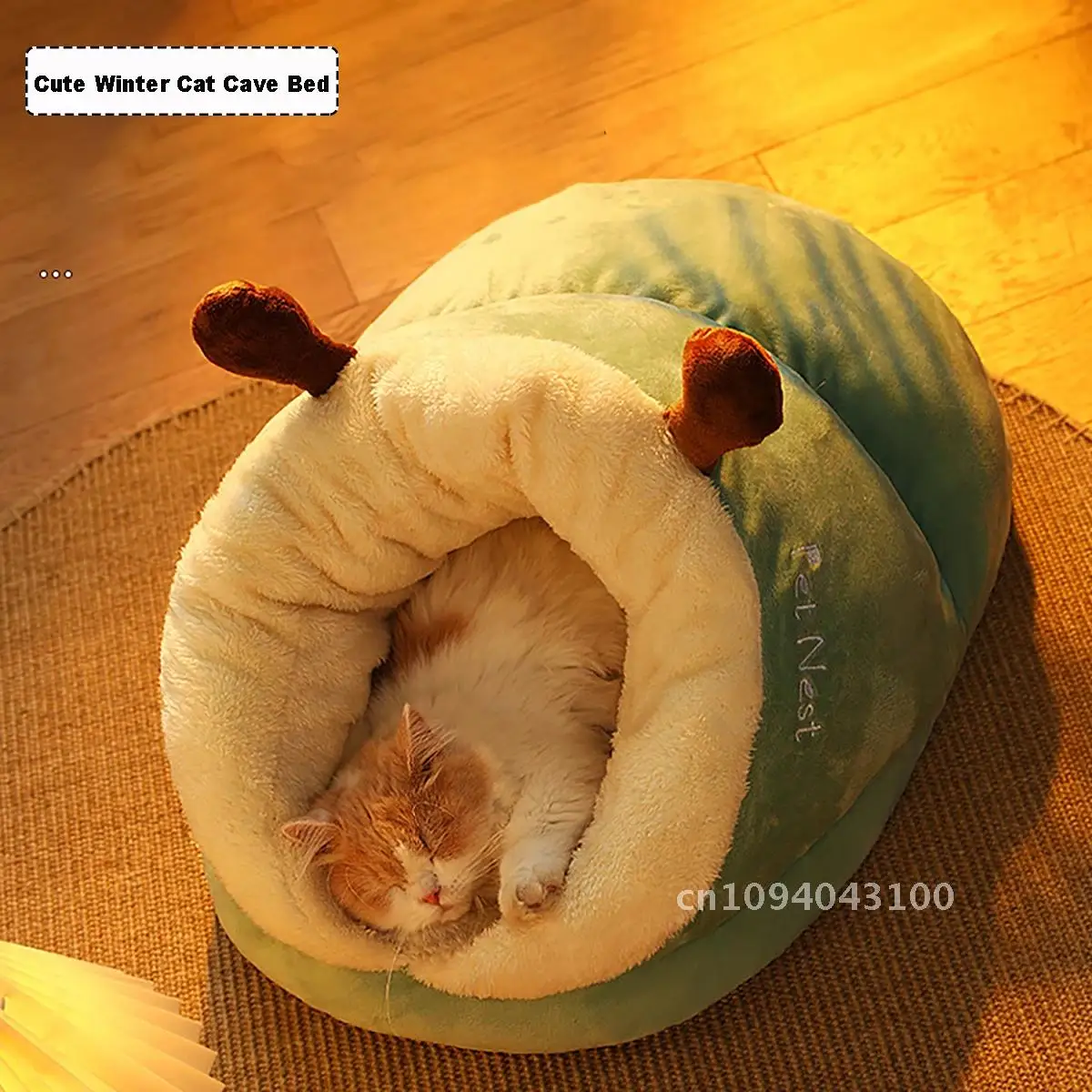 Thicker Plush Cat Bed Winter Cat Round Cushion Cave House Warm Small Sleep Cats Dog Basket Slipper For Pet Pet Nest Bag Kennel