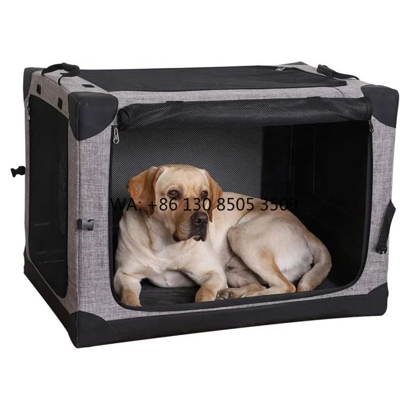 

Door Portable Folding Dog Crate Kennel with Mesh Mat Strong Steel Frame Locking Zippers for Outdoor Travel Dog Kennel Carrier