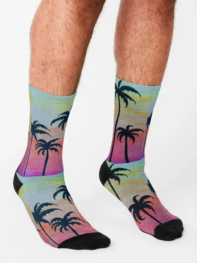 Palm Trees Socks designer brand Running new year custom sports Socks Girl Men's