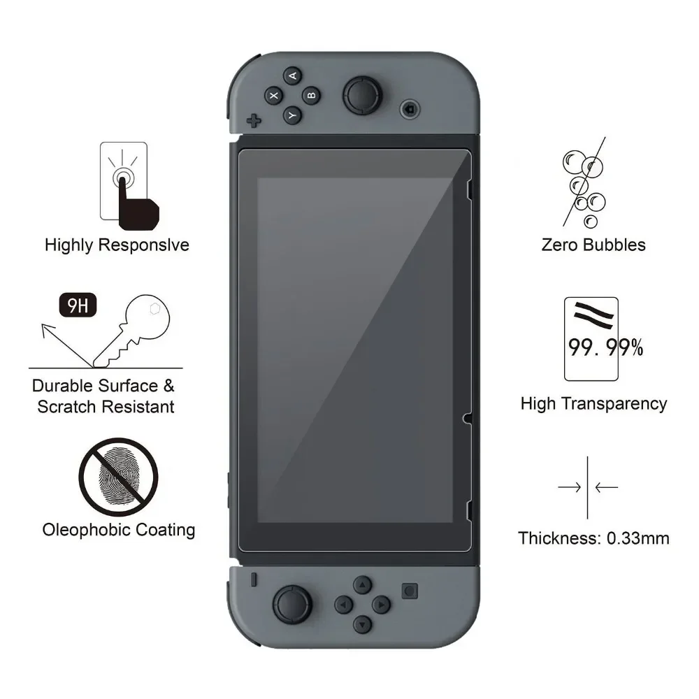 IVYUEEN 3 PCS Tempered Glass Screen Protector for Nintendo Switch NS Console 9H Untra Slim Protective Film 2017 Accessories