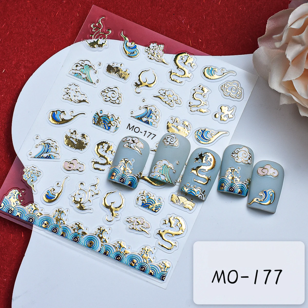 

Newest Hot Golden Dragon Series 5d Nail Art Sticker Nail Decal Stamping Export Japan Designs Rhinestones DIY Accessories