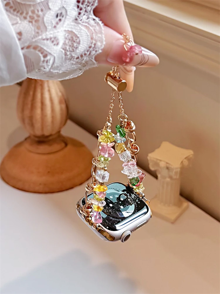 Fashion Beads Metal Link Band For Women  40mm 41mm 42mm elegant Strap For Apple Watch bling nice good hot selling