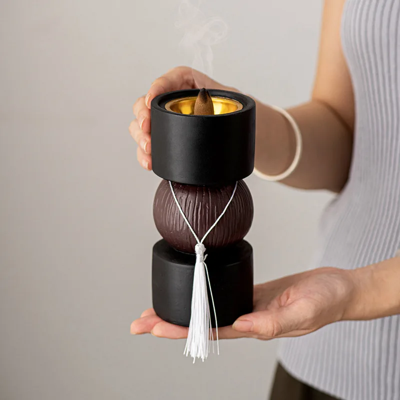 

Arabian Fringed Dumbbell-Shaped Aromatherapy Burner - Made Of Resin - For Indoor Living Room Table Decoration And Display Piece