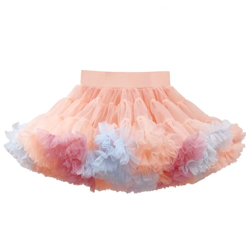 Saia tutu meninas confortável bonito saia inchada princesa malha saia desempenho vestido lolita bolo saia flor de casamento das crianças