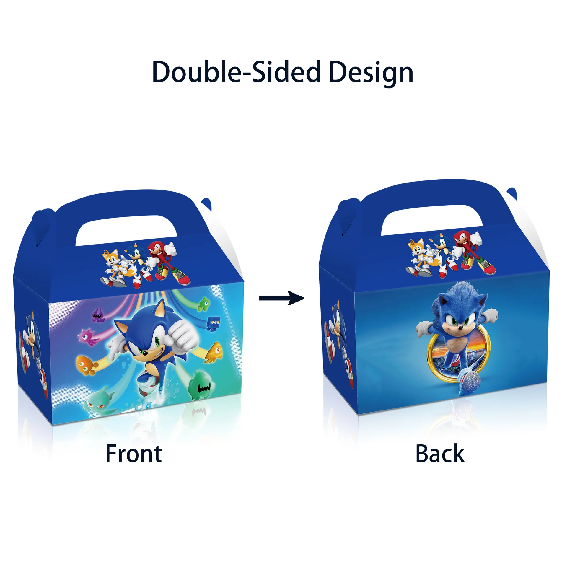 Sonic the Hedgehog Gift Bags, Cartoon Candy Box, Caixa de papel portátil, Embalagem, Presentes engraçados, Jogo, Anime, Birthday Party Supplies