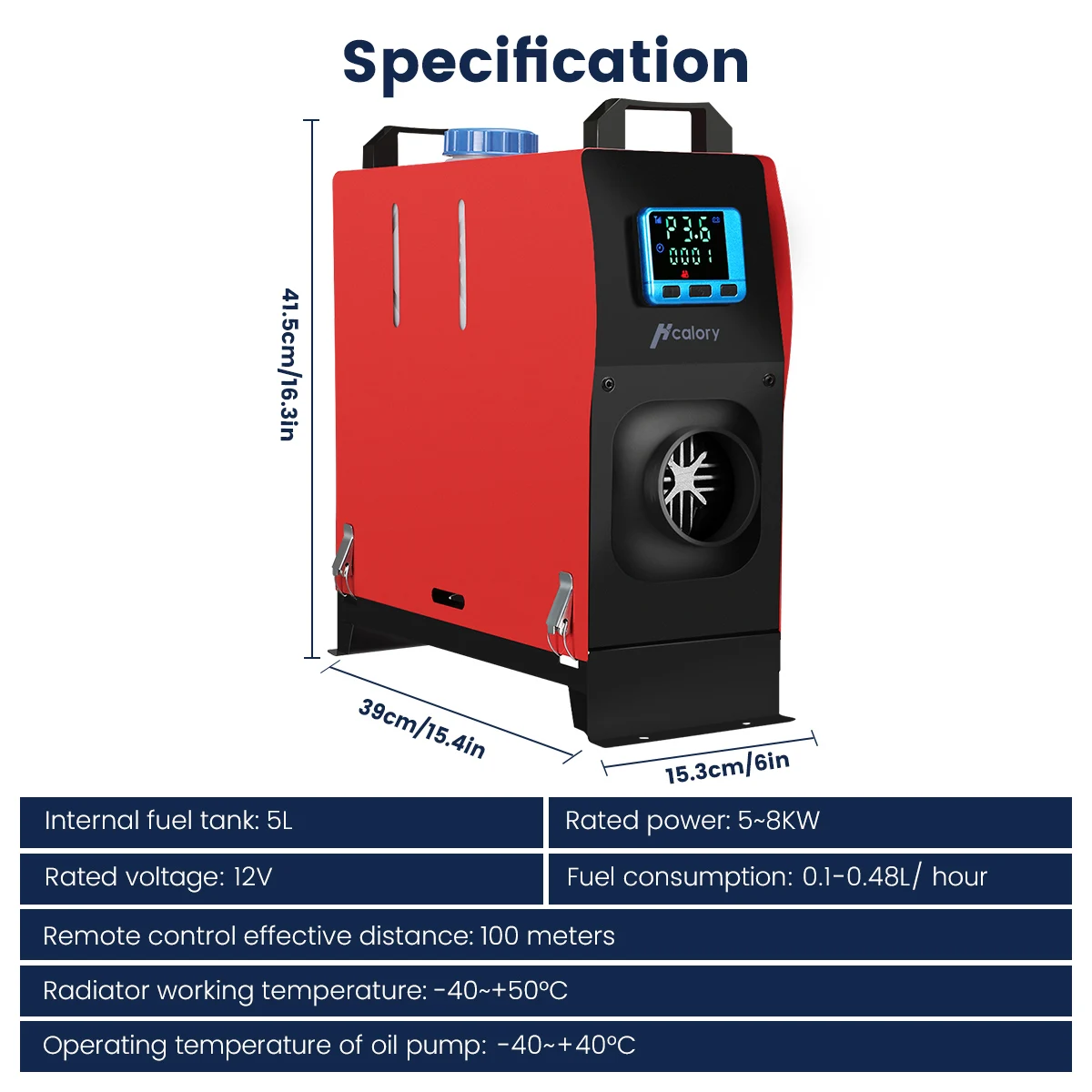 Hcalory-calefacción estacionaria multifunción para vehículos de motor diésel, calentador de aire de 5 a 8kW y 12V y 2kW con nuevo interruptor LCD y