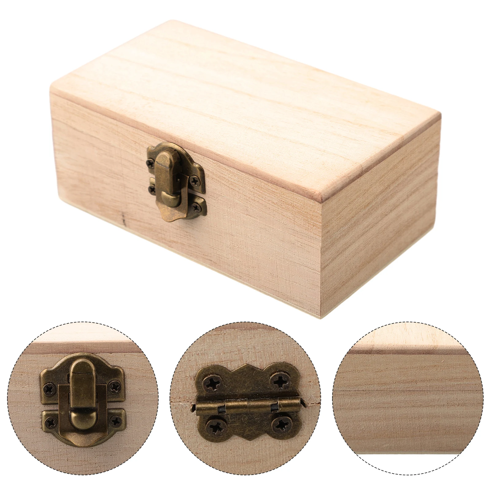 1PC Holzkisten mit Deckel, quadratisch, aufklappbar, Schmuck, Basteln, Aufbewahrungsbox für Heimdekoration, DIY, handgefertigt, Muttertag – Detail 3