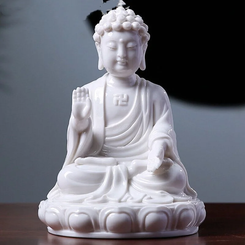 

6.5" Chinese Dehua White Porcelain Shakyamuni Sakyamuni Buddha statue