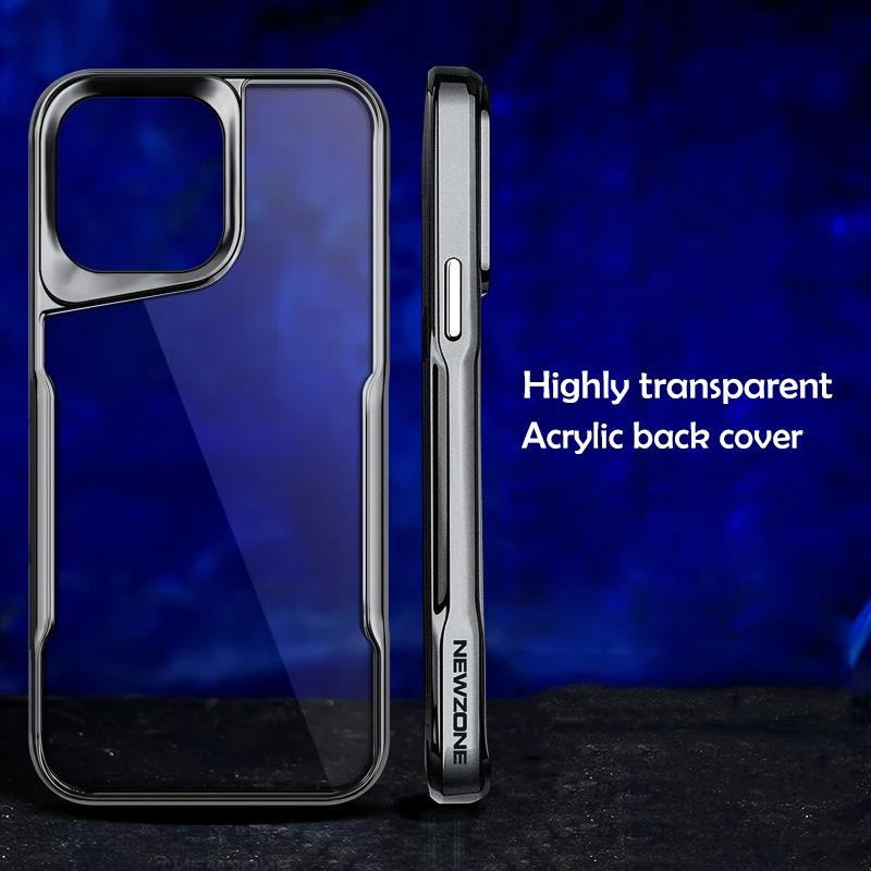 Plating Soft Rubber Border Phone Case For iPhone 11 12 13 14 15 Pro Max Plus Lens Protection High Transparent Back Plate Case