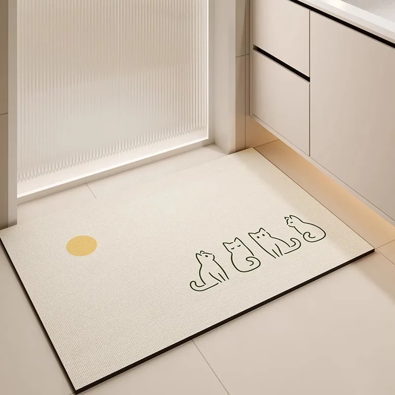 

Large Bathroom Carpet Super Absorbent Non-Slip Diatom Mud Floor Rug Washroom Quick-Drying Mat Shower Room Easy Clean Doormat