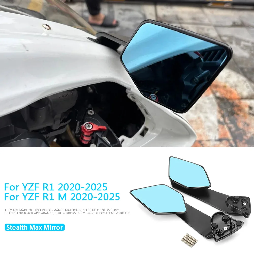 

Motorcycle Accessories Mirrors Stealth Max Winglets Mirror To Rotate Adjustable Mirrors For YAMAHA YZF R1 Yzf r1 M 2020-2026