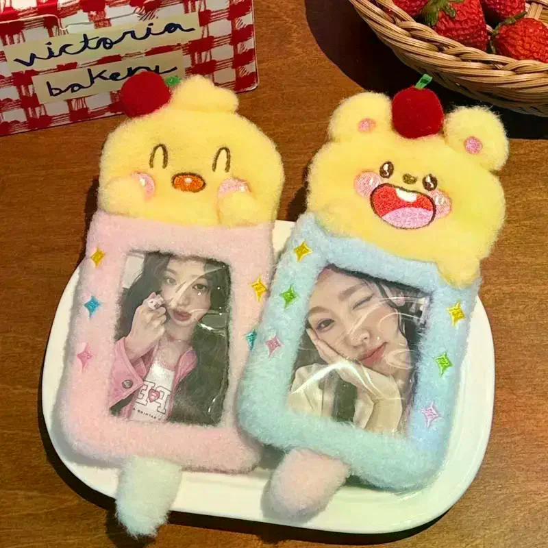 لطيف الكرتون الحيوانات أفخم حامل بطاقة الصورة قلادة المفاتيح الإبداعية الديكور المعبود ألبوم صور الأكمام الواقية قلادة