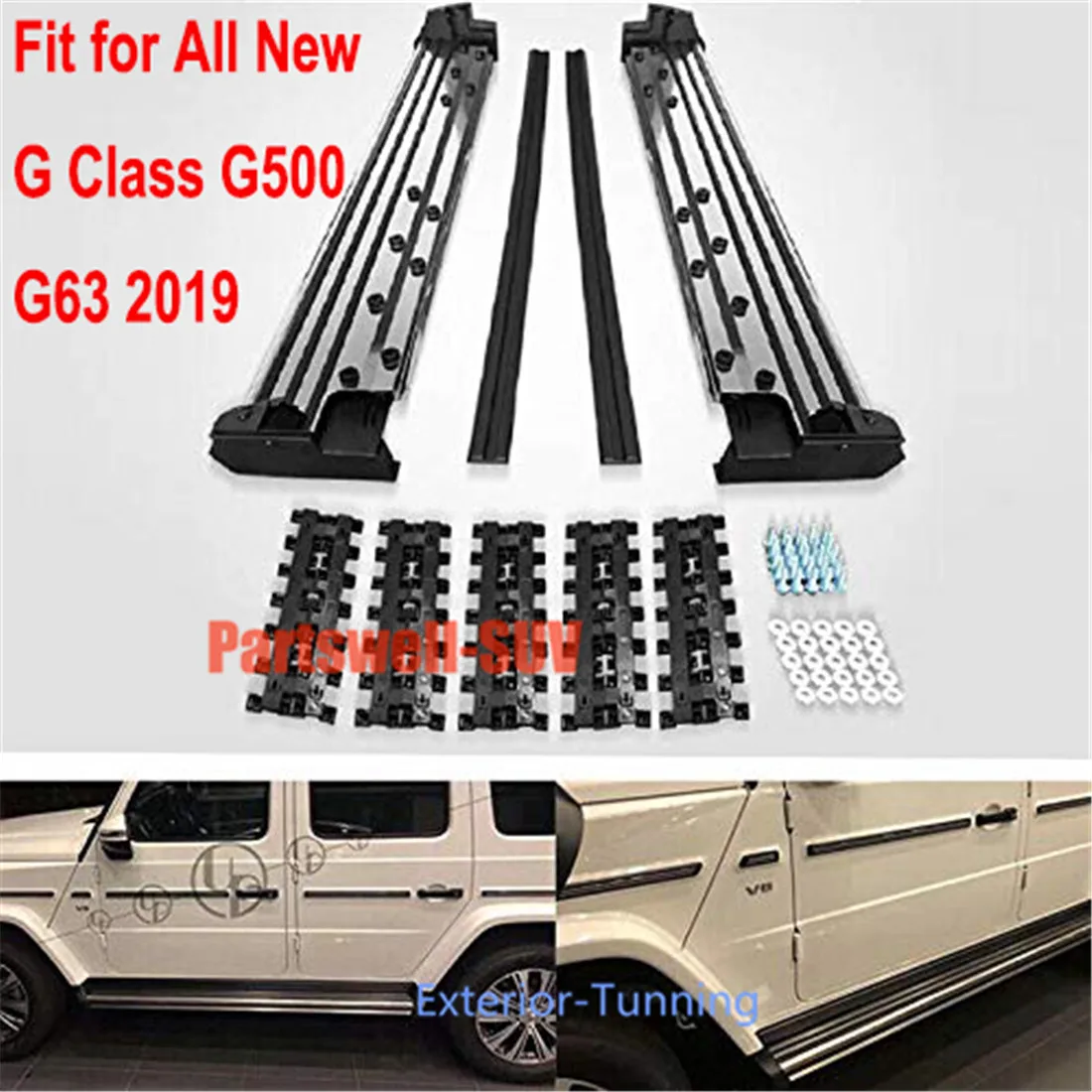 

2Pcs Running Board Side Step Pedals Nerf Bar fits for Mercedes Benz G Class 500 550 W463 2019+