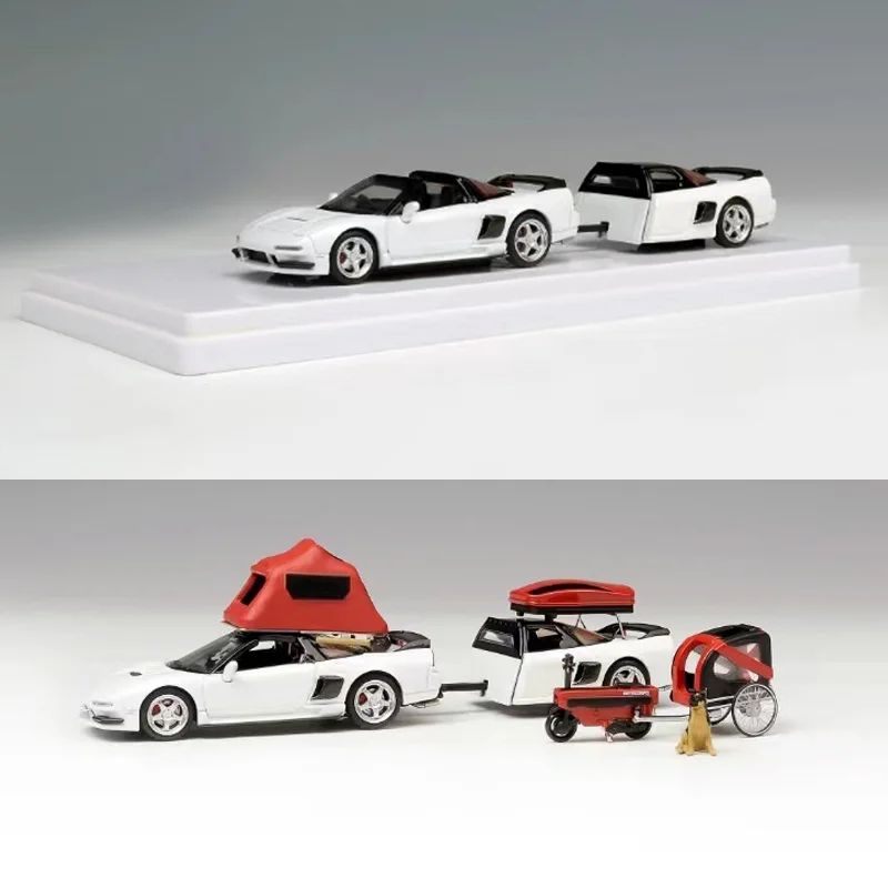 

MLGB Models Findclassically 1:64 NSX NSXTRA with Trailer White Black Chrome Diecast Model Car