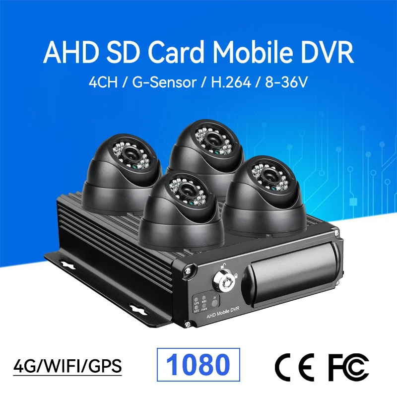 

CCTV Real Time Surveillance 4G GPS Wifi Dual SD 4CH Car Mobile Dvr Kits 4Pcs Indoor 2.0Mp AHD Car Camera For Vehicle Bus/Taxi