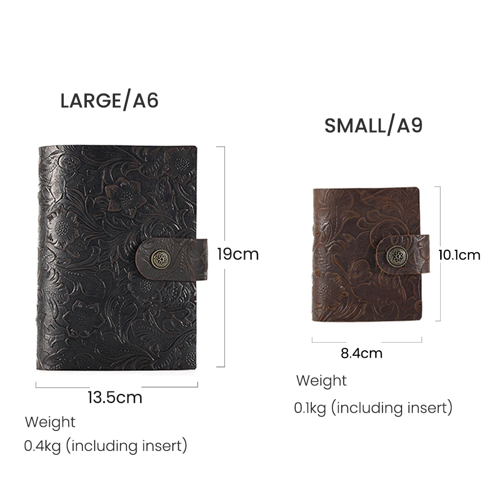 JOYIR Genuine Leather Regular Rings Planner Binder Organizer Designer Vintage Notebook Notepad Journal Travel Diary Sketchbook