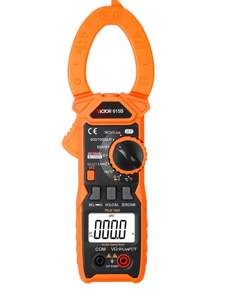 VICTOR 615B DC 1500V AC DC 1000ATrue RMS Digital Clamp Multimeter 5999 Counts With Live NCV V.F.C Surge Current Clamp Meter