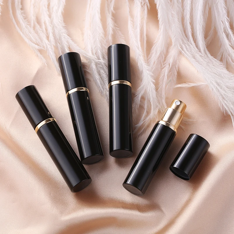 30pcs/lot 3ml 5ml 10ml BLACK metal shell glass tank empty man spary perfume cosmeti Bottle atomizer makeup refillable bottles