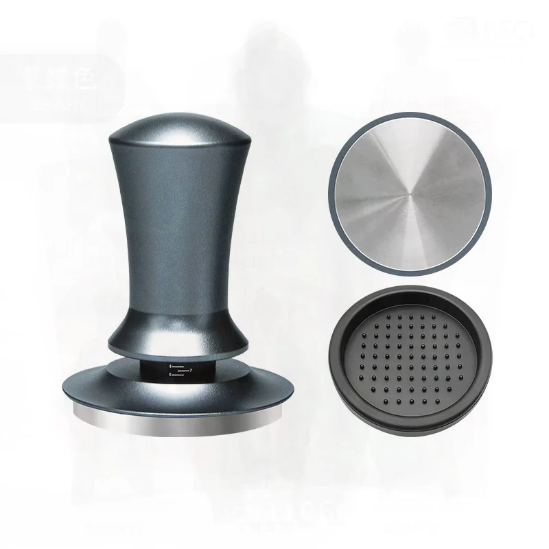 

30lb Stainless Steel Powder Press Suit with Scale Level Flat Bottom Elastic Hammer for Constant Pressure Nordic Style Coffee