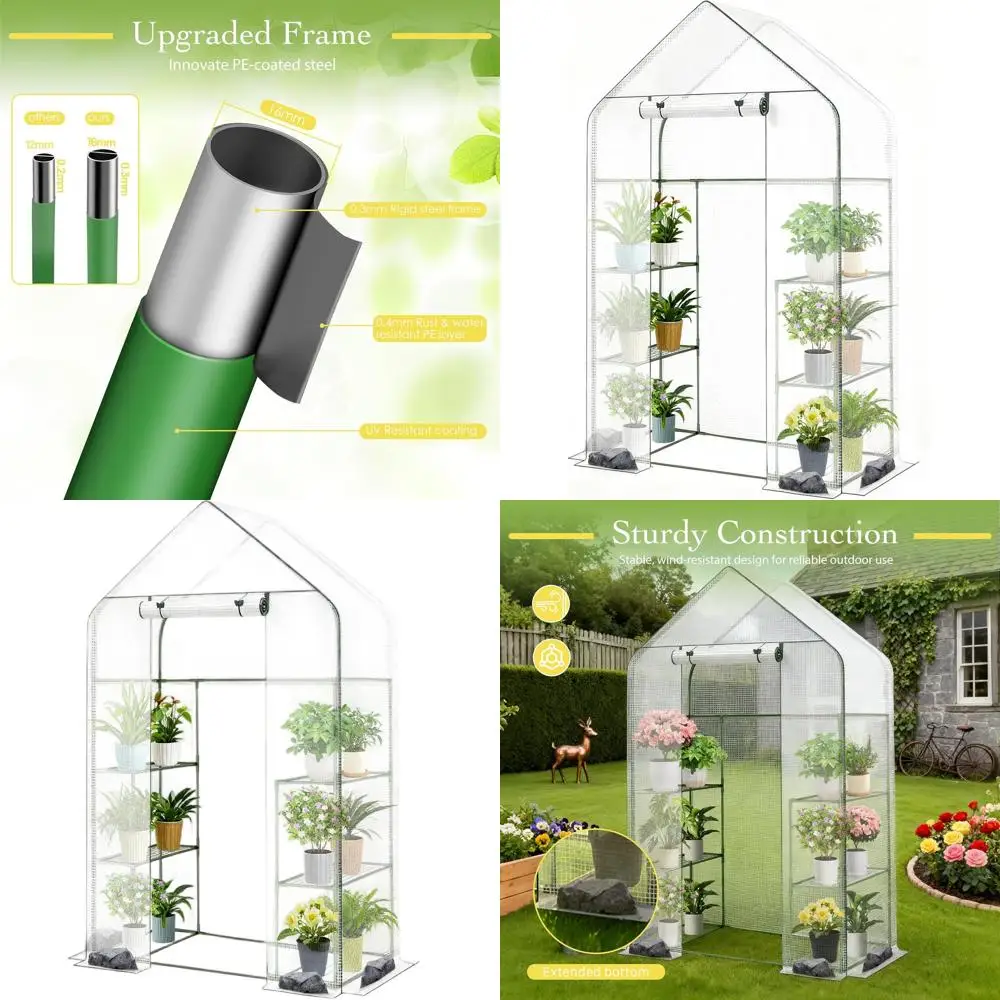 

3-Tier Portable Greenhouse with PE Coating, 55.1x27.6x78.7, Ideal for Winter Gardening