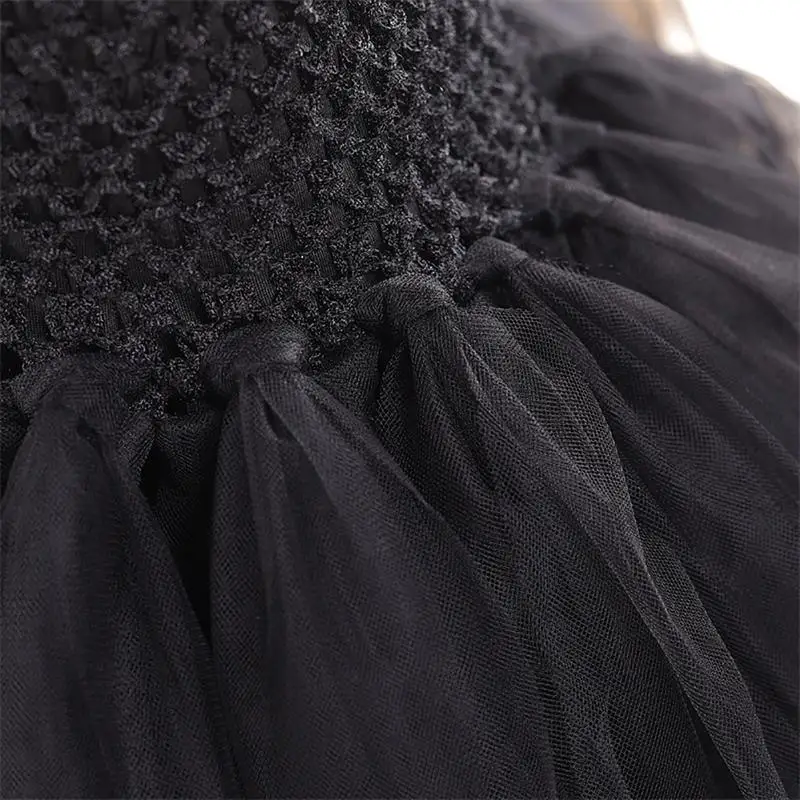 Halloween Costume Maleficents Tutu Wednesdays Dress For Girls Cosplay Evil Queen Black Mesh Princess Dress Kids New Vestido