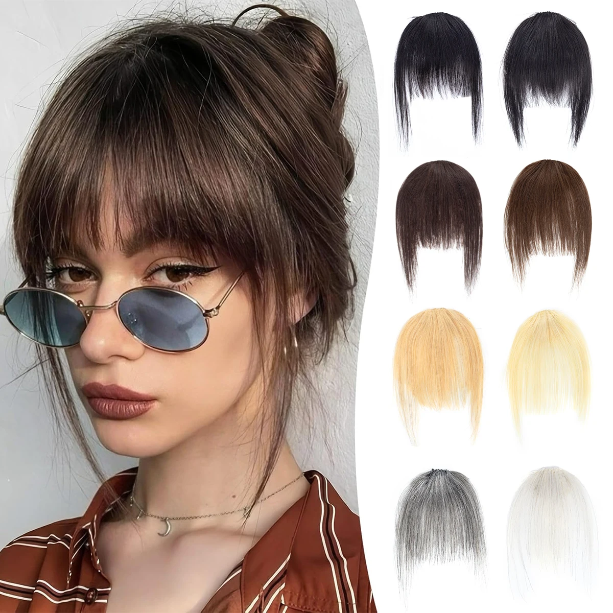 Real Human Hair Bangs Straight Bangs Lightweight Invisible Design Multi Color Options for All Face Shapes