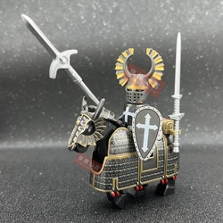 MOC-Medieval Soldado Romano Blocos de Construção para Crianças, DIY Mini Action Toy Figuras, Cavaleiros Teutônicos Montar Tijolos, Presentes Brinquedos