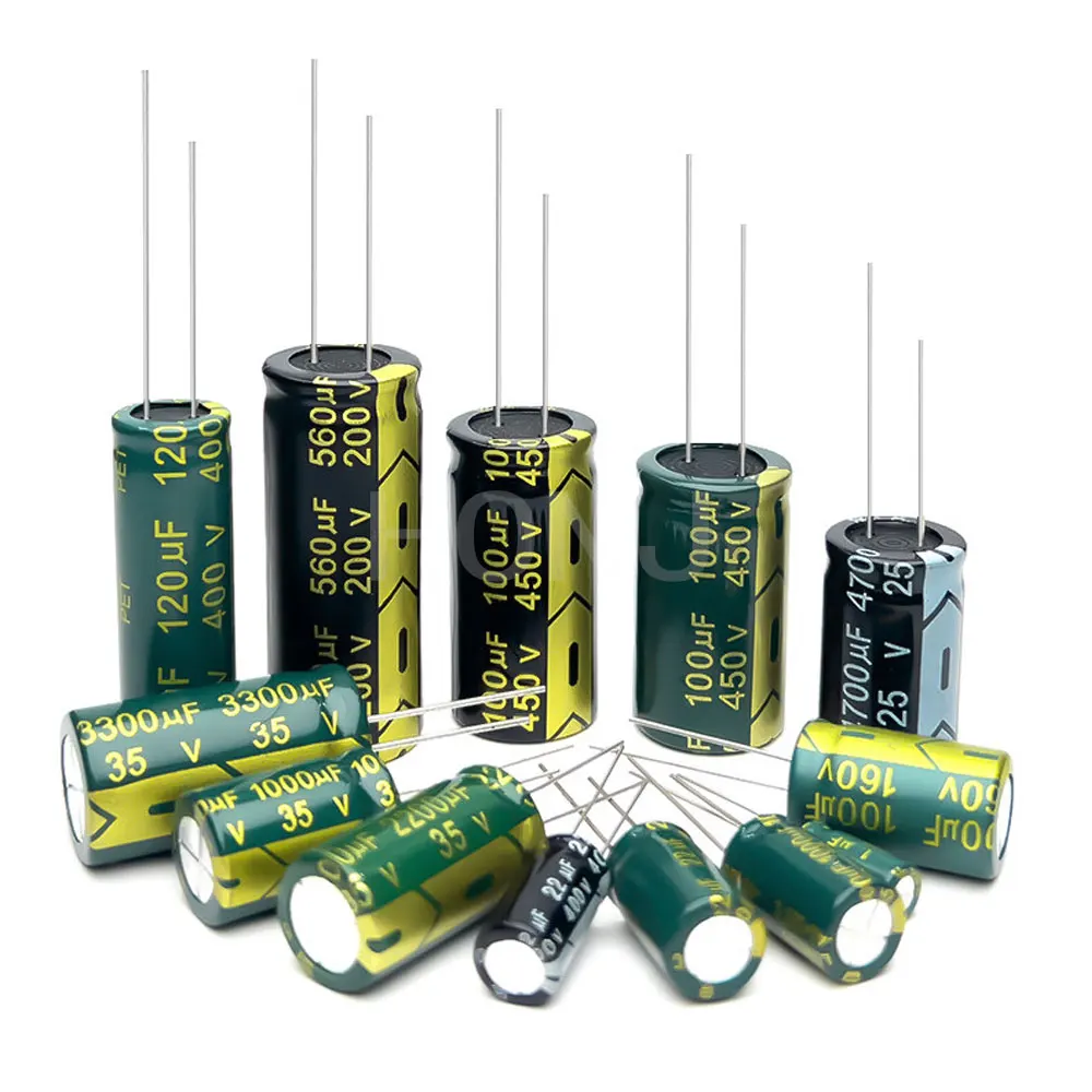 High Frequency Electrolytic Capacitor 6.3V 10V 16V 25V 35V 50V 400V 450V 22UF 100UF 220UF 470UF 680UF 1000UF 1500UF 2200UF ±20%