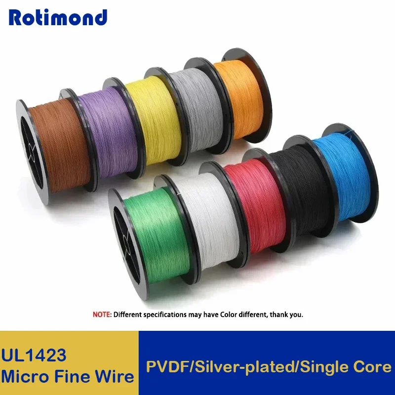 

38/36/34/30/28/26/24AWG 1 Roll of UL1423 PTFE Wire Silver Plated Copper High Temperature Electronic Single Core Micro Fine Cable